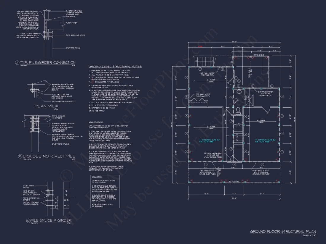 Modern Beach house Floor Plan with 3 Floors and 4 Bedrooms