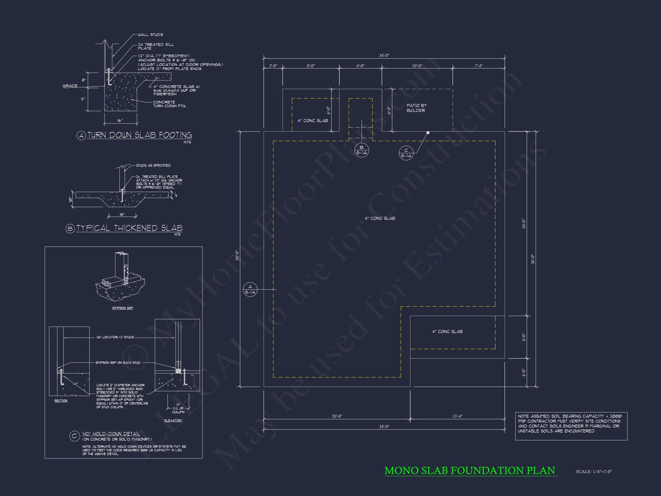 14-1170 HOUSE PLAN - Craftsman Bungalow Small House CAD Blueprint Floor Plan 10 Craftsman Bungalow Small house CAD Blueprint Floor Plan