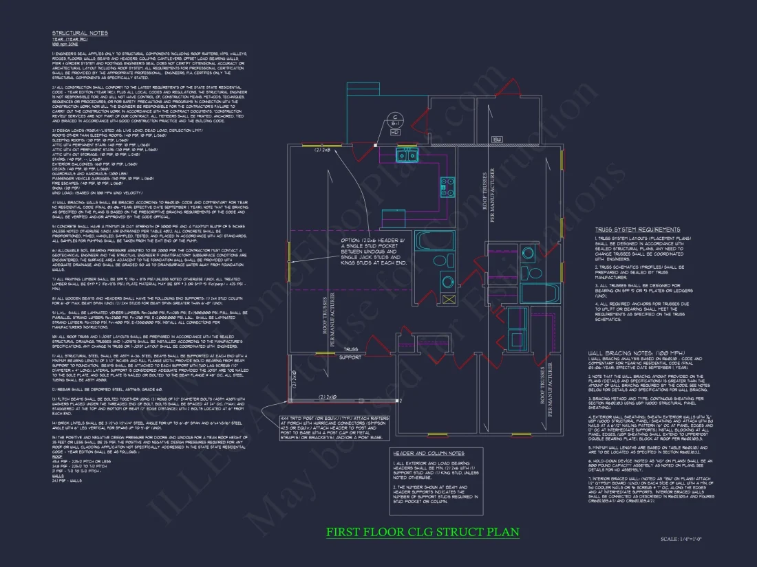 Craftsman Bungalow Small house CAD Blueprint Floor Plan