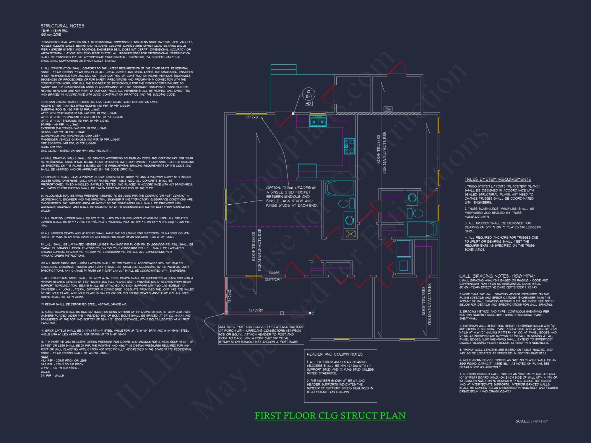 Craftsman Bungalow Small house CAD Blueprint Floor Plan