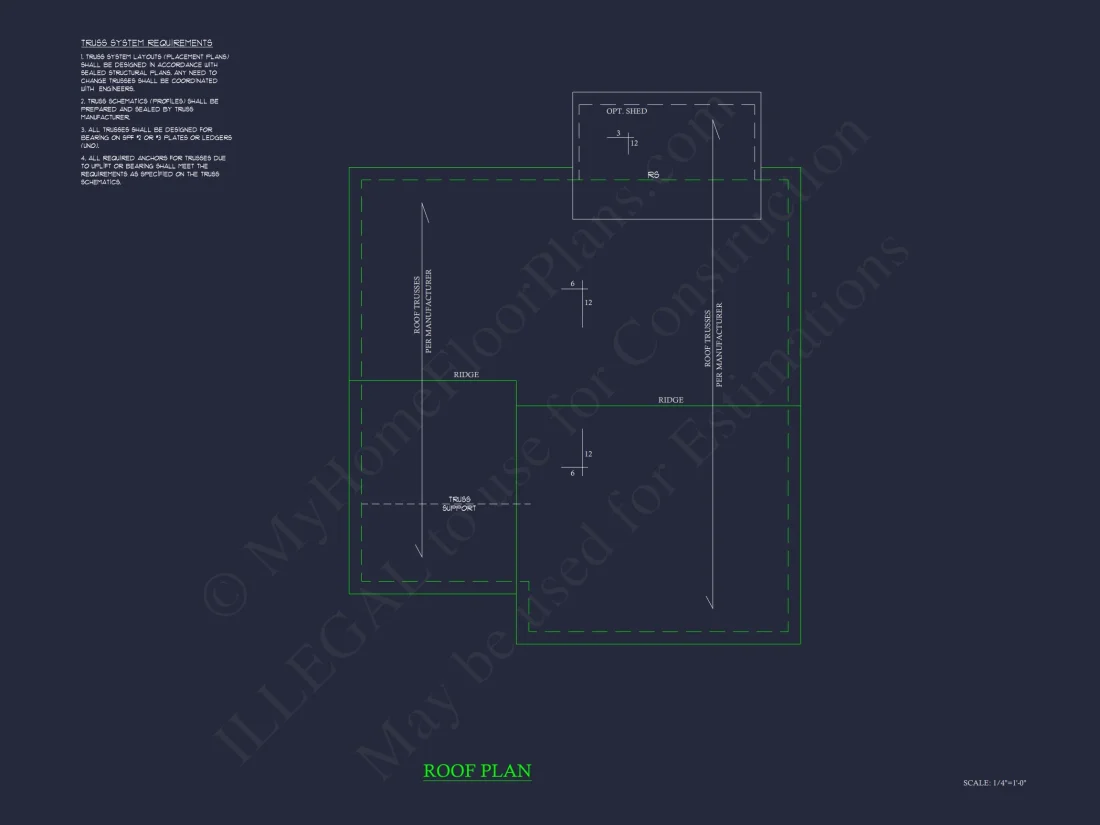 Craftsman Bungalow Small house CAD Blueprint Floor Plan