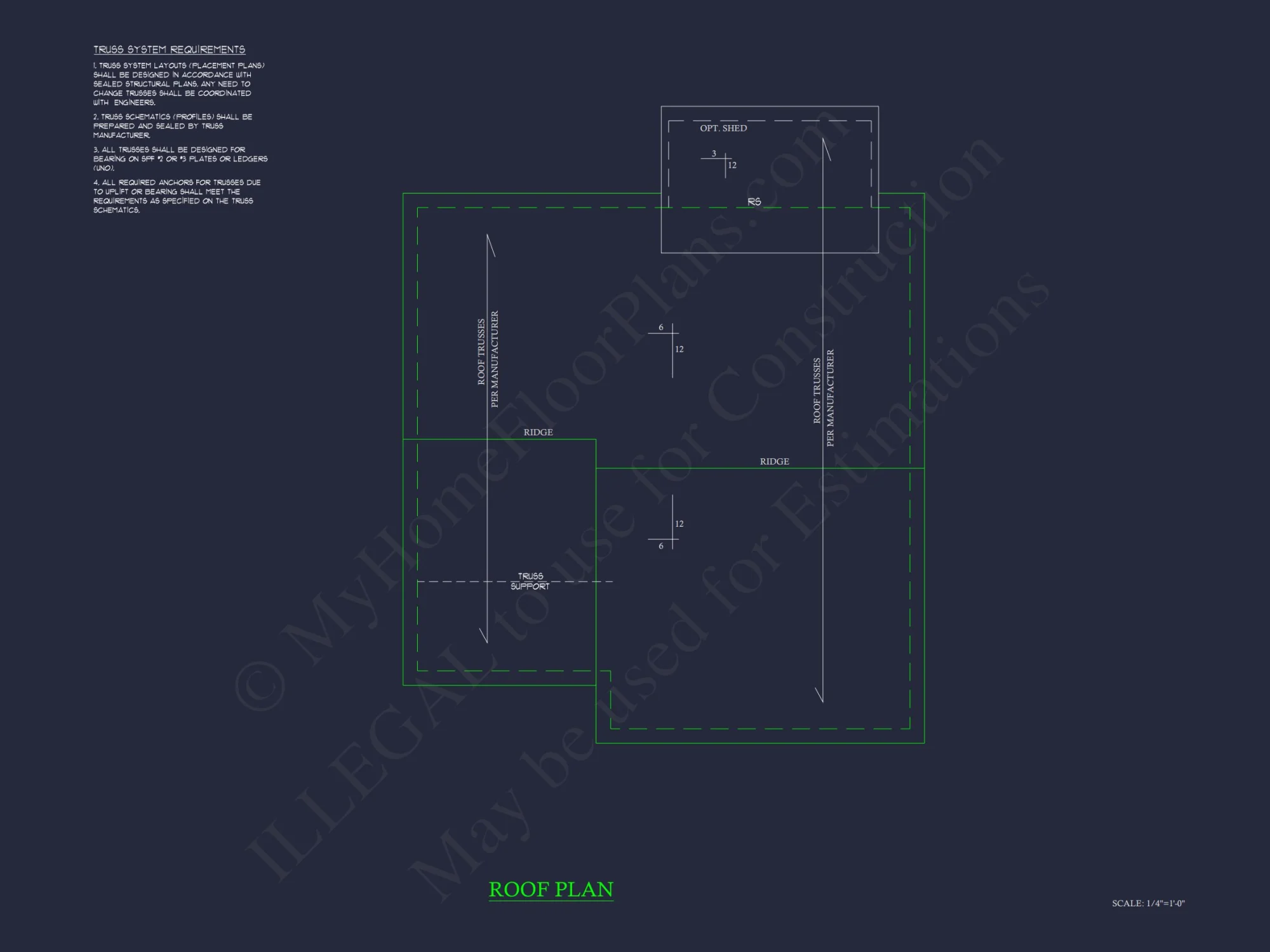 Craftsman Bungalow Small house CAD Blueprint Floor Plan