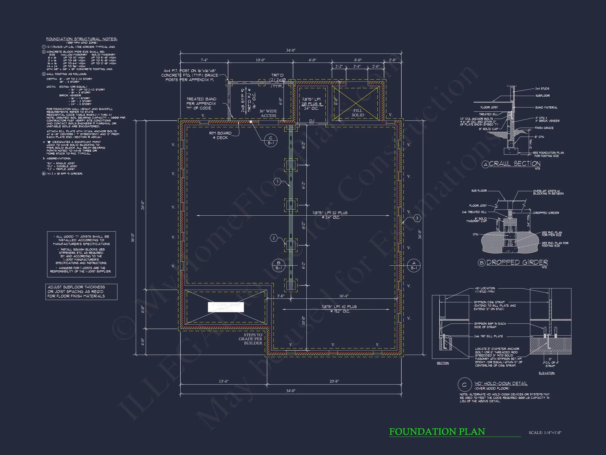 14-1170 HOUSE PLAN - Craftsman Bungalow Small House CAD Blueprint Floor Plan 7 Craftsman Bungalow Small house CAD Blueprint Floor Plan