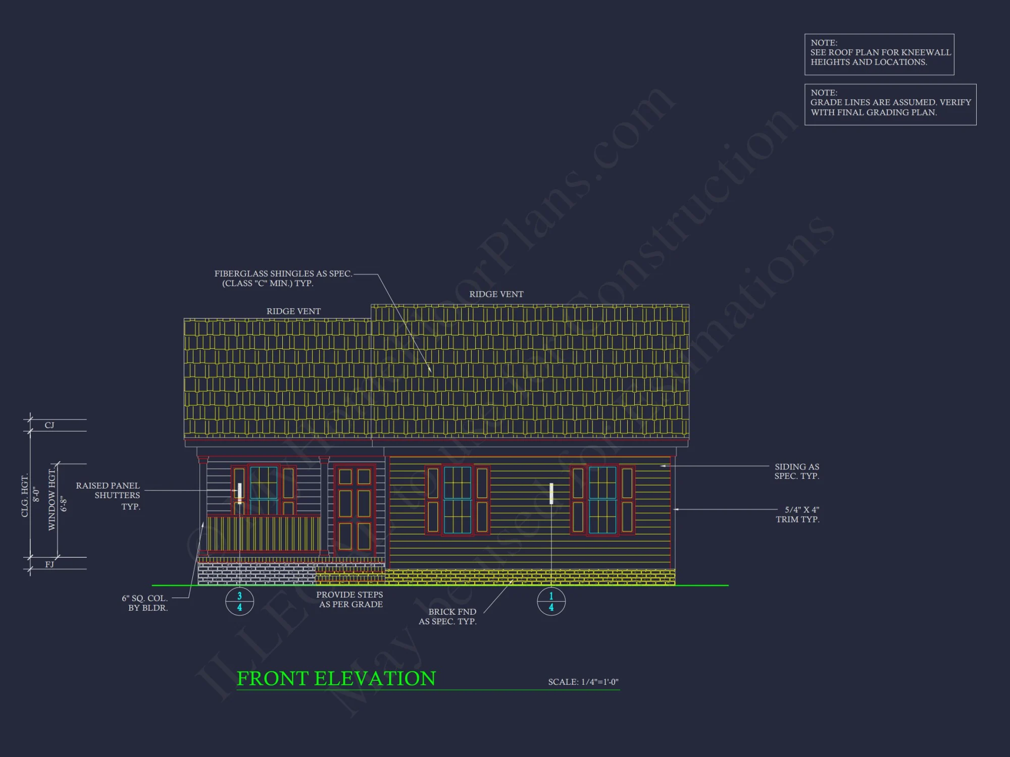 Craftsman Bungalow Small house CAD Blueprint Floor Plan