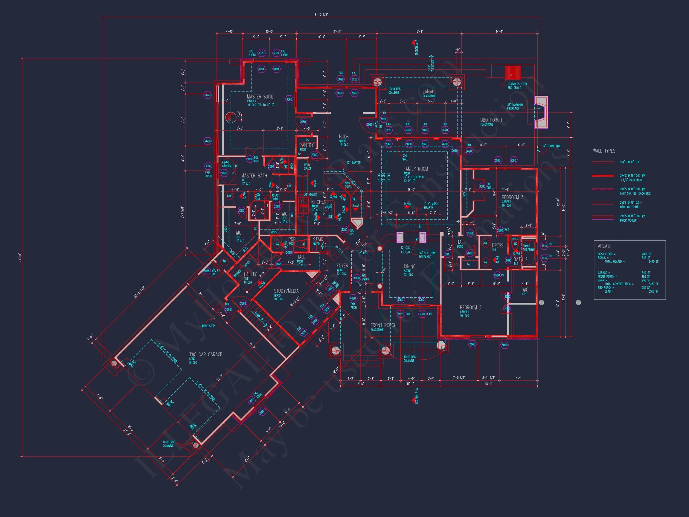 Elegant house Floor Plan with Detailed CAD Architecture Designs