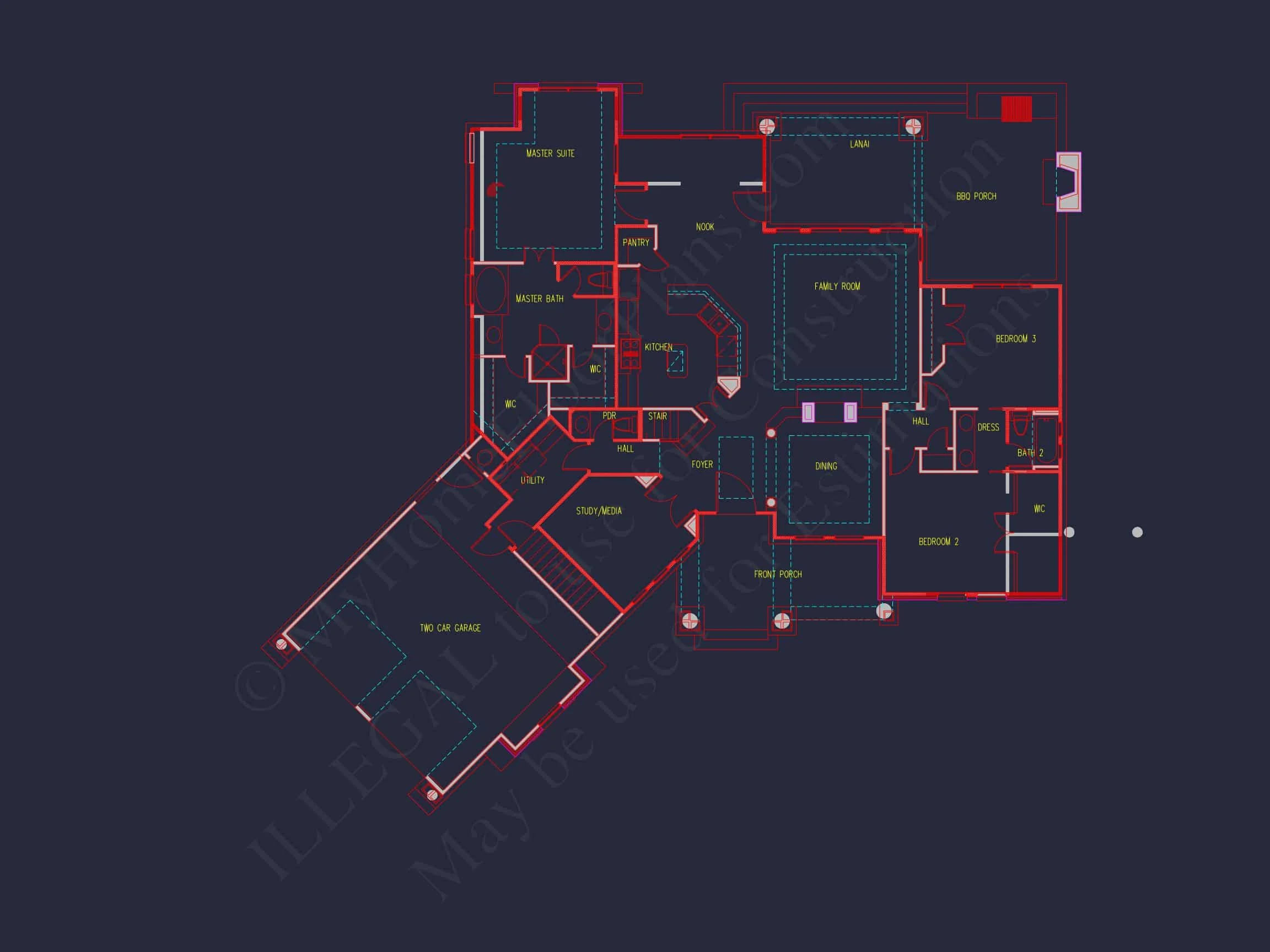 Elegant house Floor Plan with Detailed CAD Architecture Designs