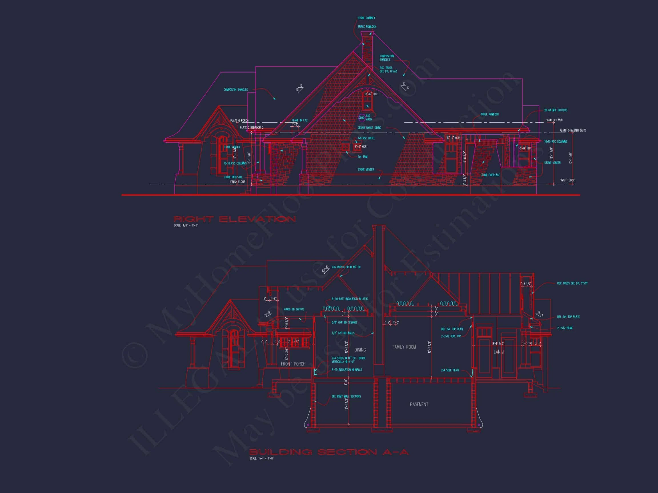 Elegant house Floor Plan with Detailed CAD Architecture Designs