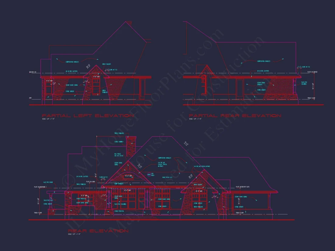 Elegant house Floor Plan with Detailed CAD Architecture Designs