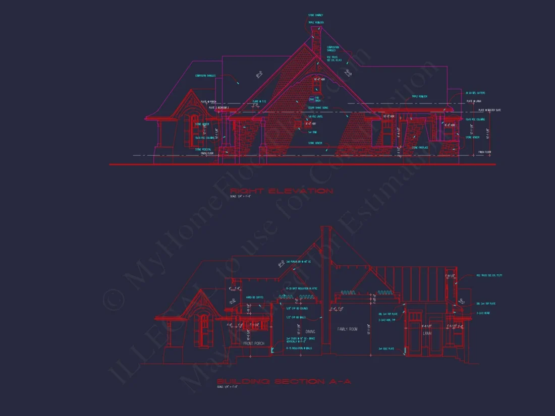 Elegant house Floor Plan with Detailed CAD Architecture Designs