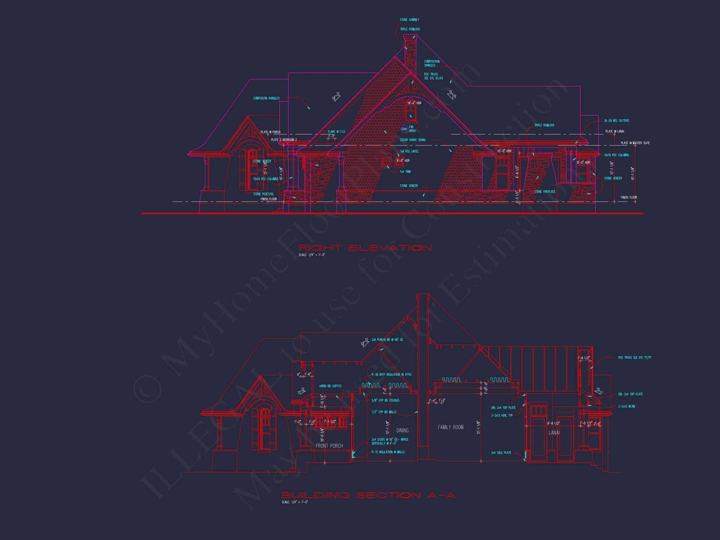 Elegant house Floor Plan with Detailed CAD Architecture Designs