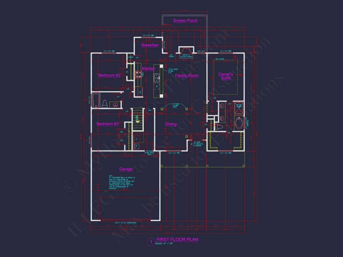 Craftsman house Floor Plan: Stunning CAD Design & Blueprint