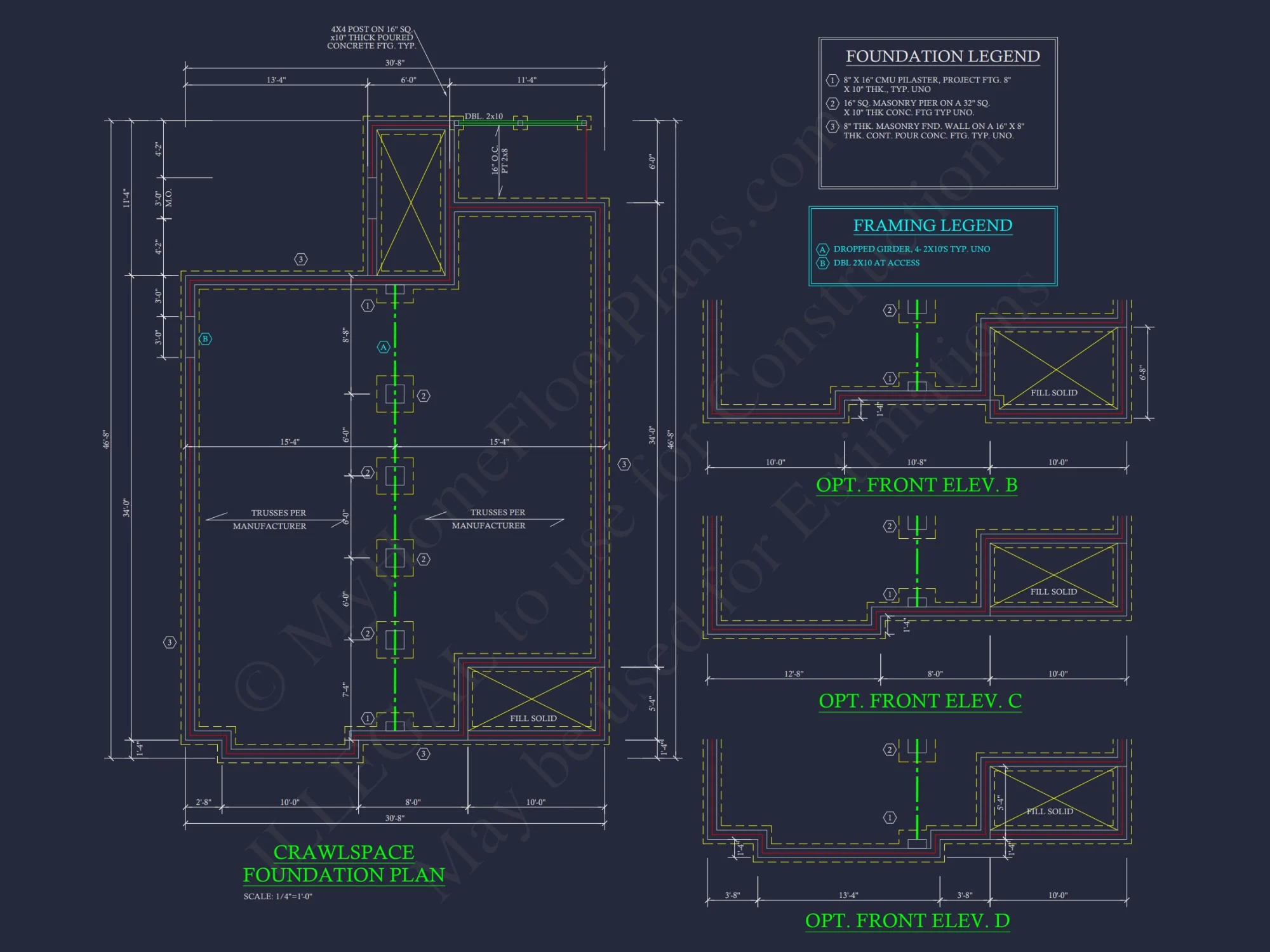 Compact house Plan with 3 Bedrooms – CAD Floor Plan Designs