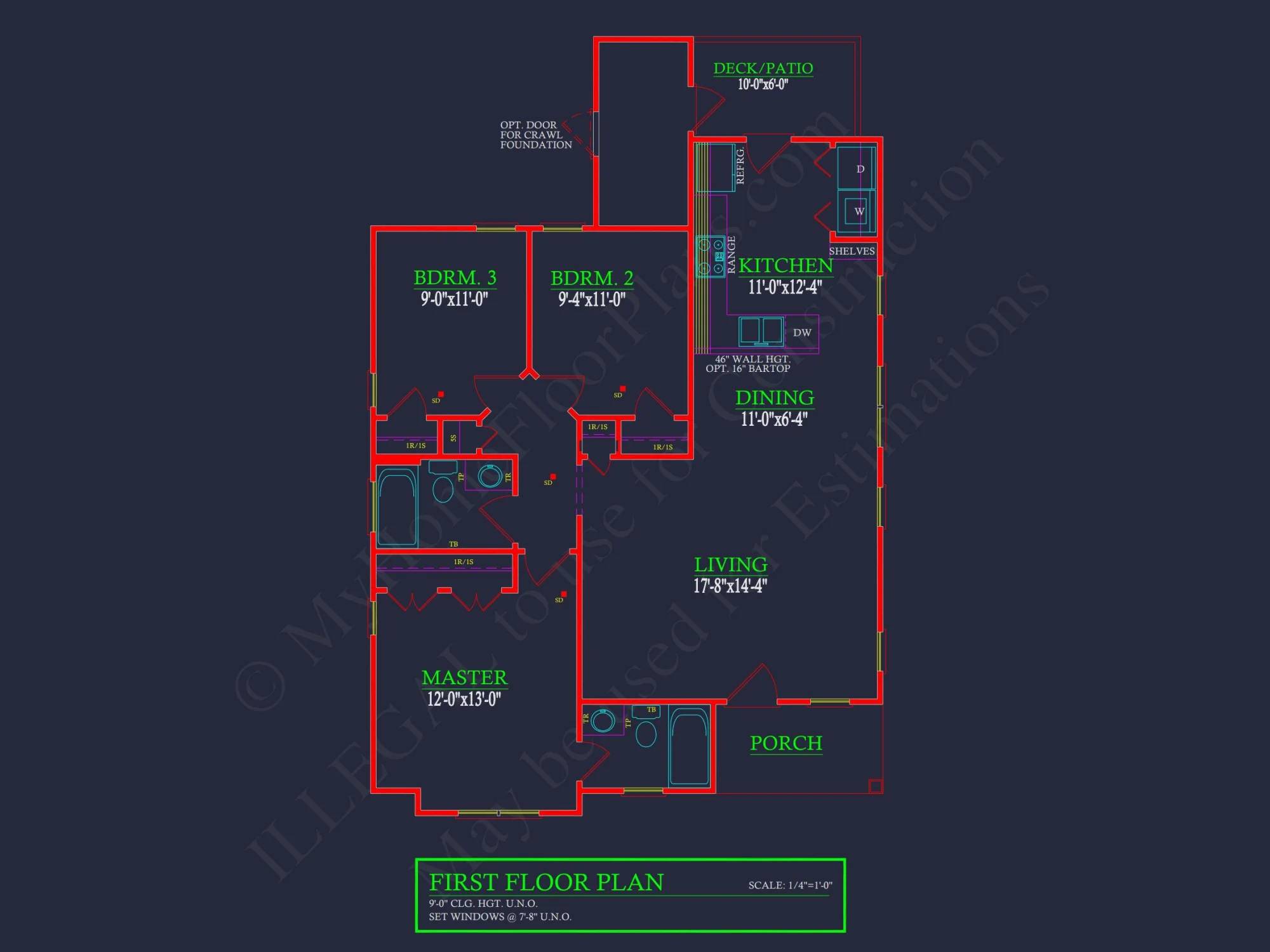 Compact house Plan with 3 Bedrooms – CAD Floor Plan Designs