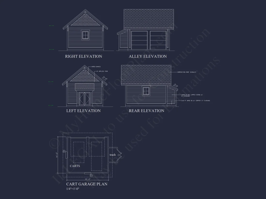 Modern Beach house Blueprint with 2 Floors & Golf Cart Garage
