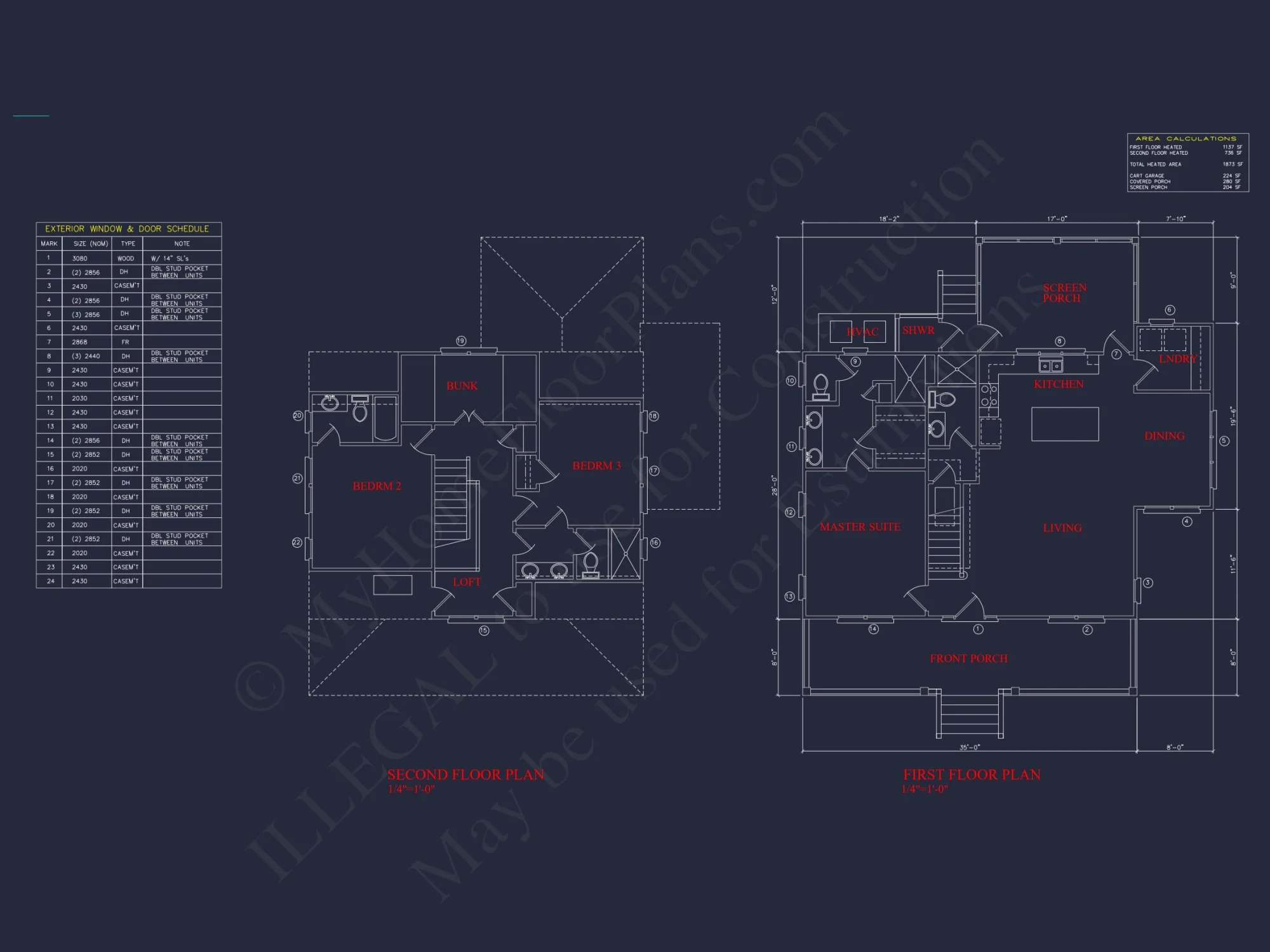 Modern Beach house Blueprint with 2 Floors & Golf Cart Garage
