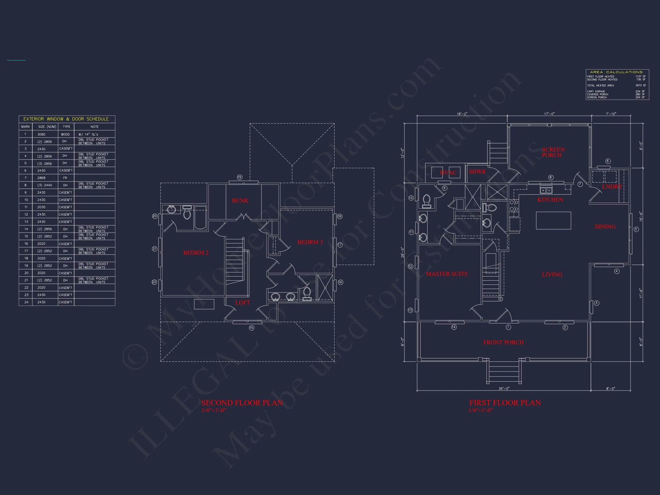 12-2880 HOUSE PLAN - Modern Beach House Blueprint with 2 Floors & Golf Cart Garage 4 Modern Beach house Blueprint with 2 Floors & Golf Cart Garage