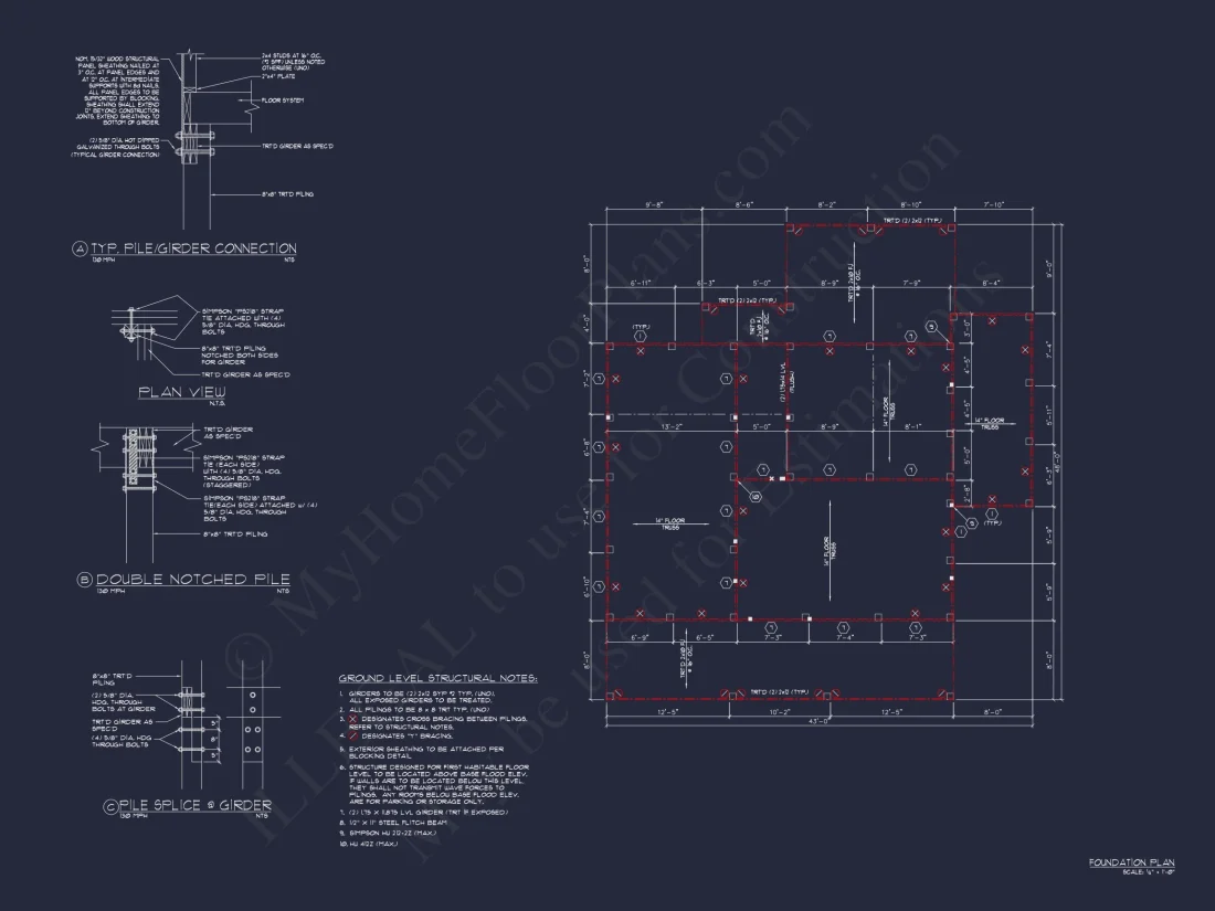 Modern Beach house Blueprint with 2 Floors & Golf Cart Garage