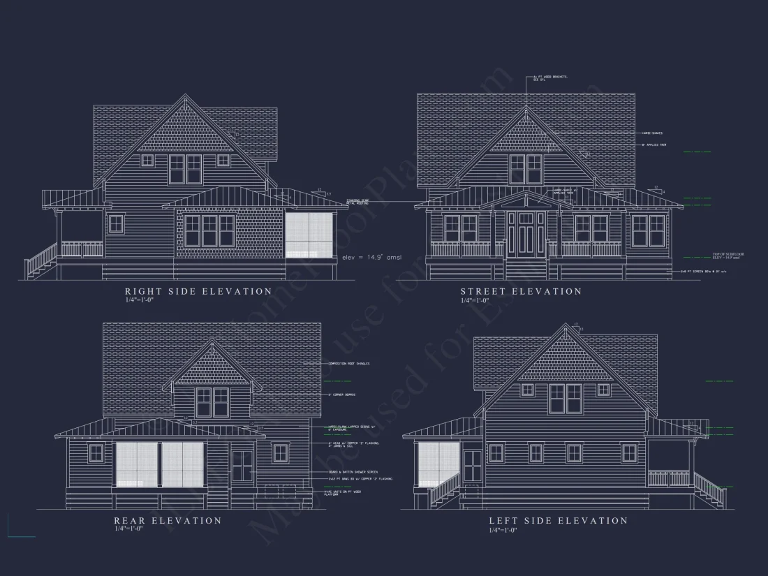 Modern Beach house Blueprint with 2 Floors & Golf Cart Garage