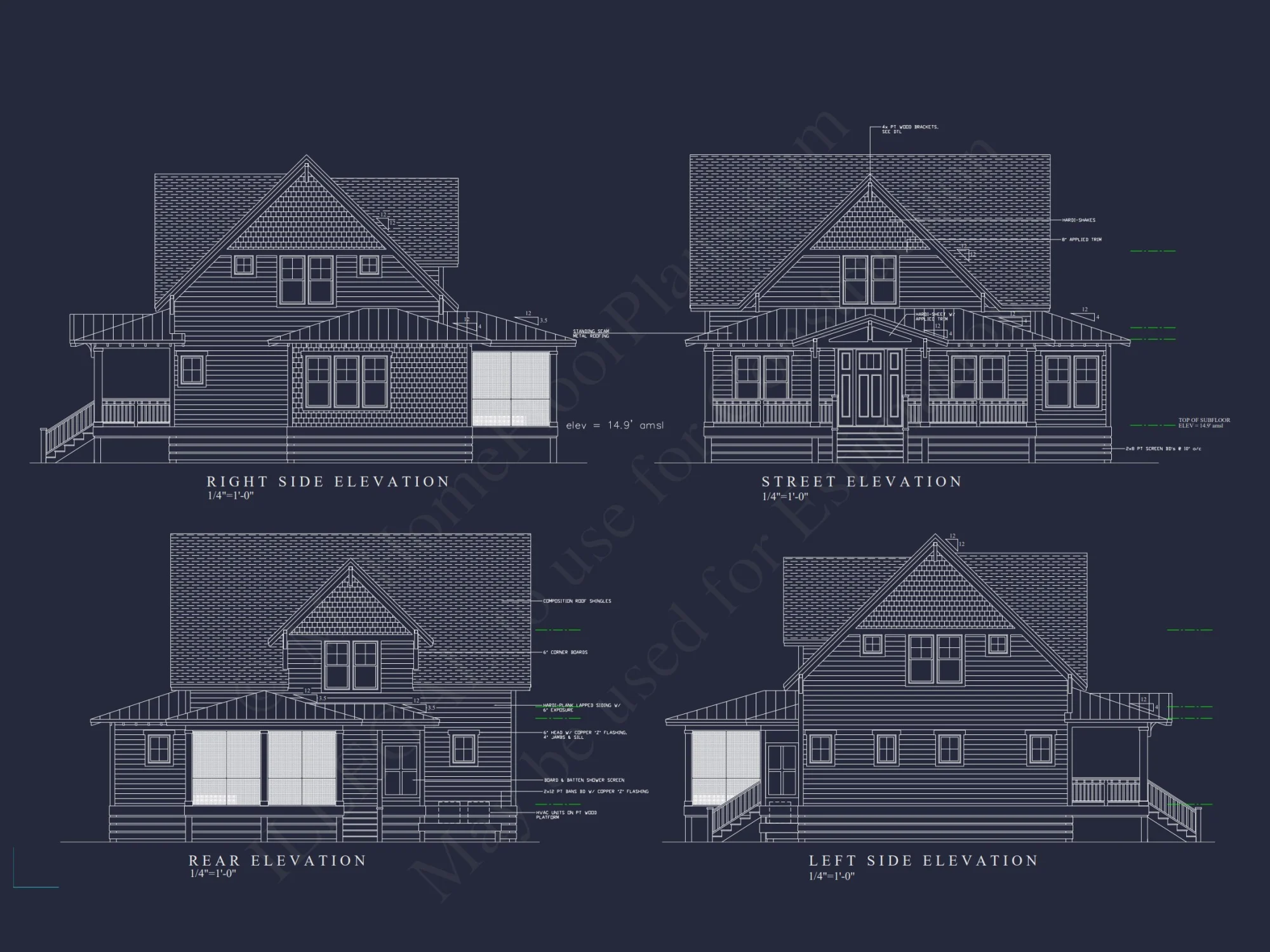 Modern Beach house Blueprint with 2 Floors & Golf Cart Garage