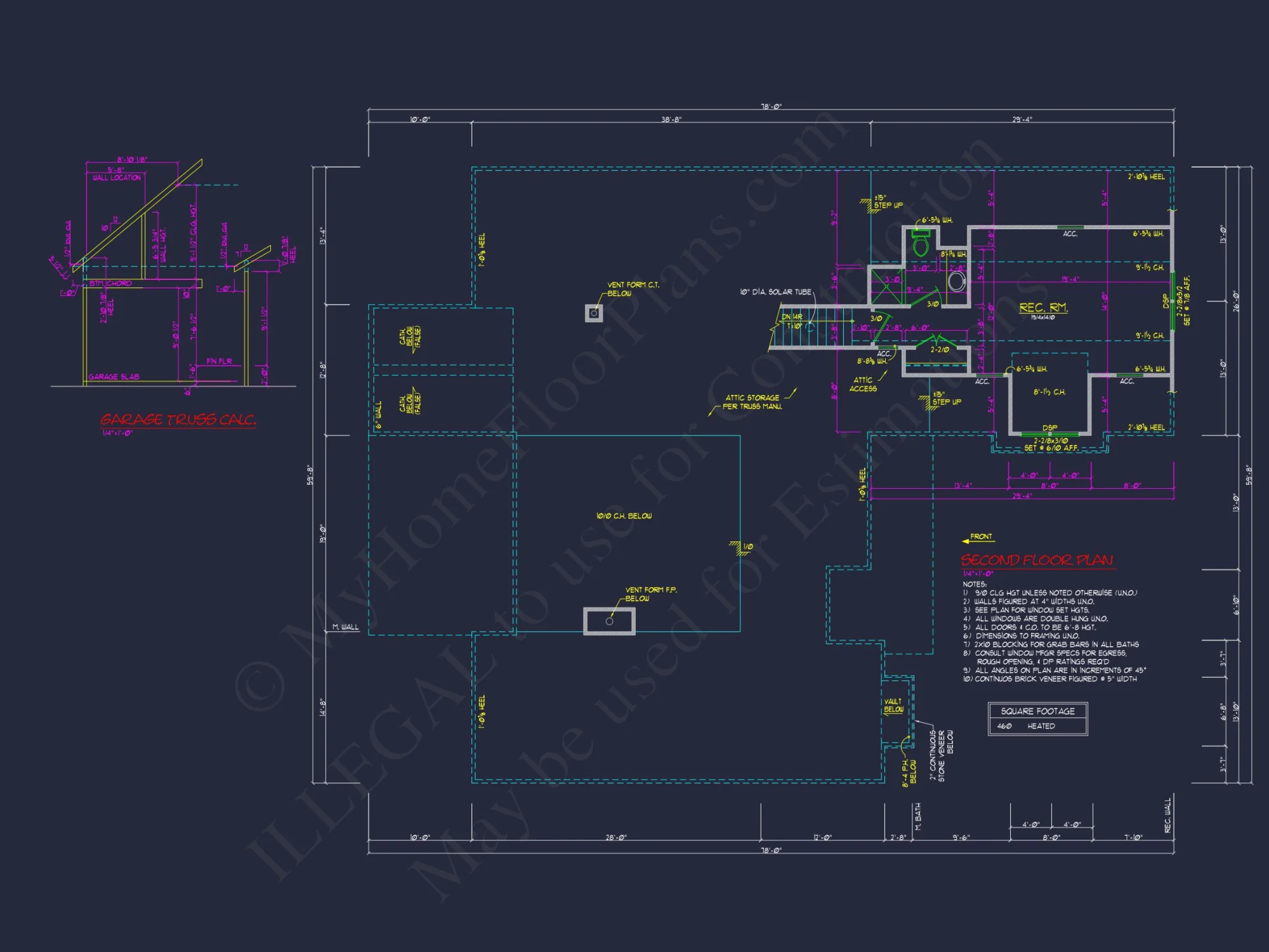 Craftsman house Plan: 2-Story, 3-Bed, 2-Bath Floor Plan