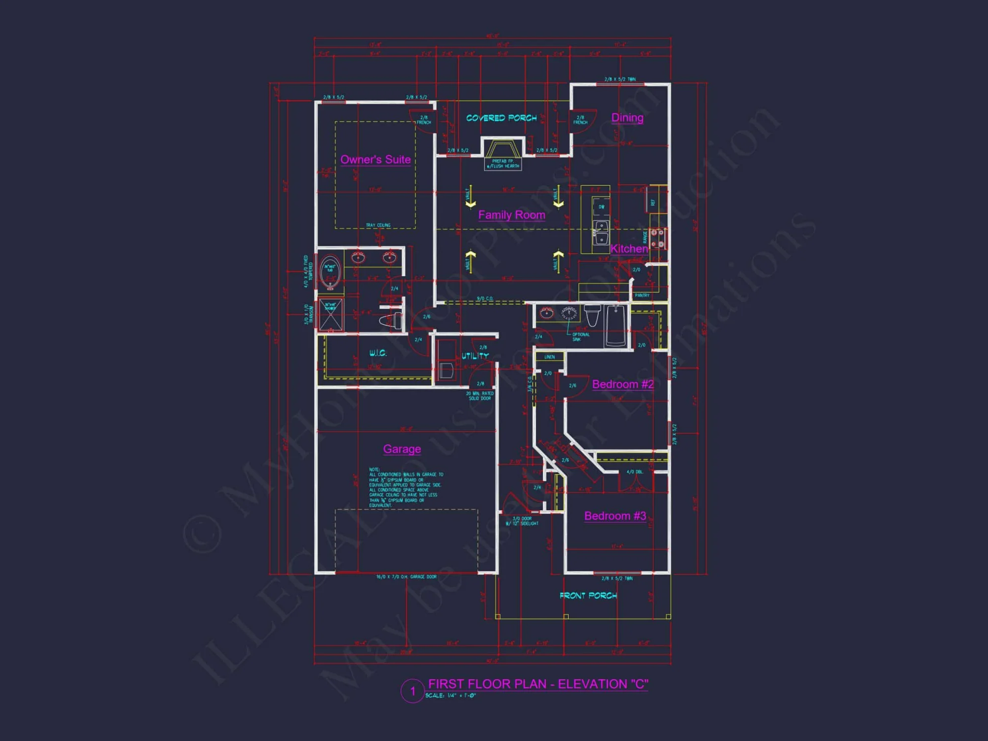 Traditional Craftsman house Plan with 3 Bedrooms and CAD Designs