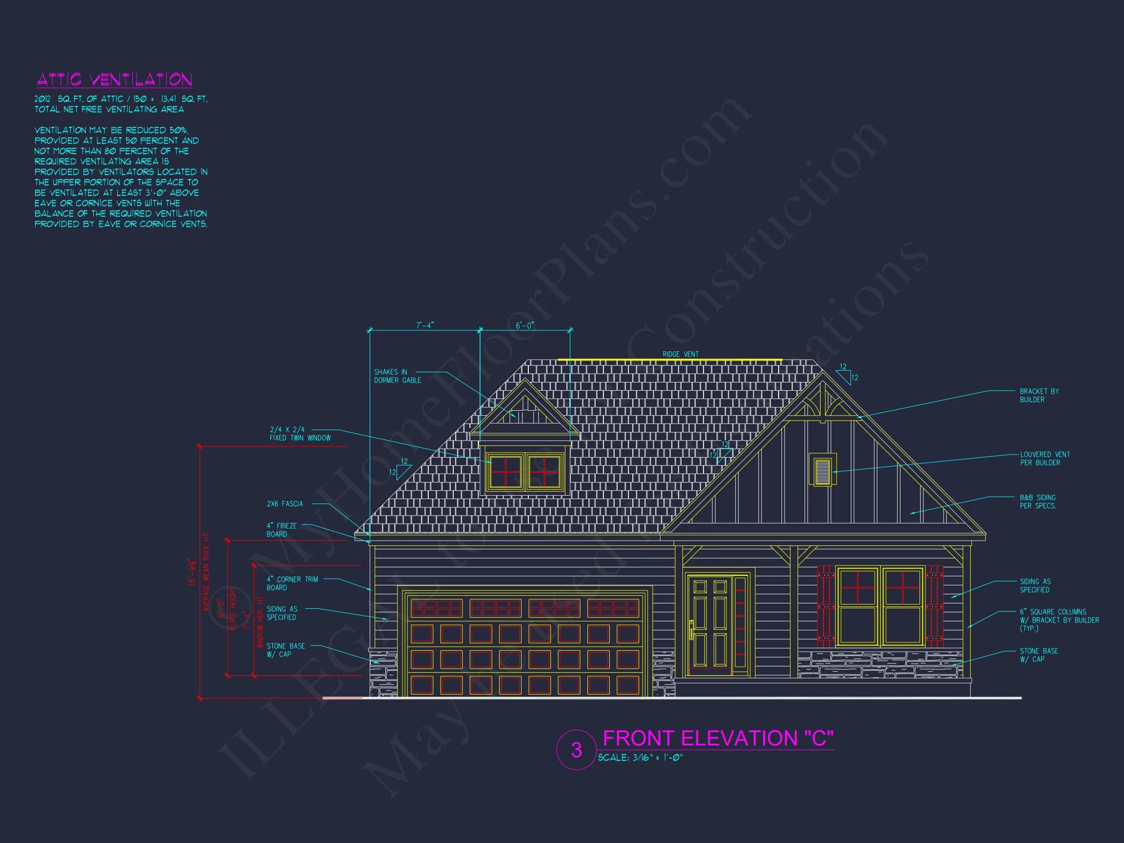 Traditional Craftsman house Plan with 3 Bedrooms and CAD Designs