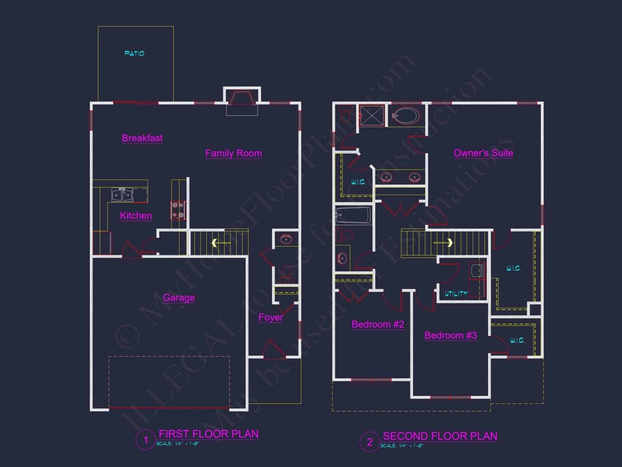 Modern house Floor Plan: CAD Architecture and Elegant Blueprint