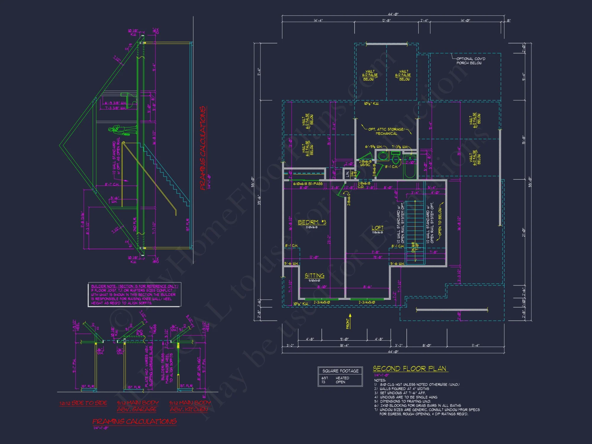 Craftsman house Floor Plan: 3 Bed, 2 Bath, 2 Story Blueprint