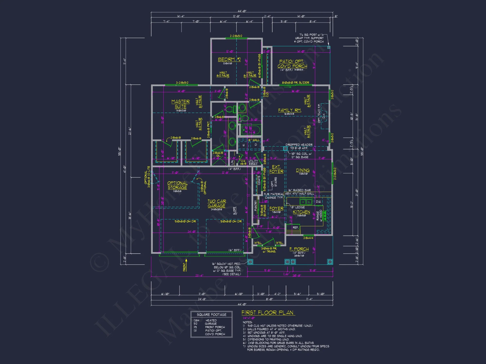 Craftsman house Floor Plan: 3 Bed, 2 Bath, 2 Story Blueprint