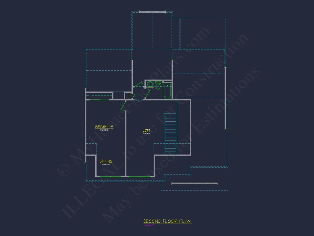 Craftsman house Floor Plan: 3 Bed, 2 Bath, 2 Story Blueprint