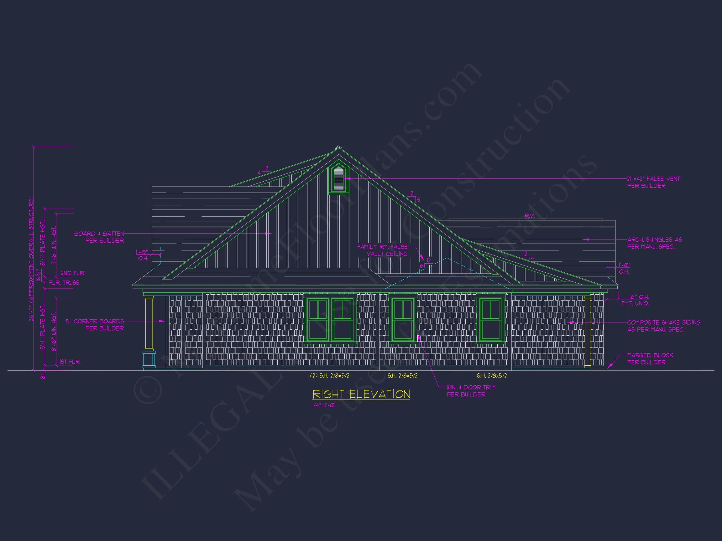 Craftsman house Floor Plan: 3 Bed, 2 Bath, 2 Story Blueprint