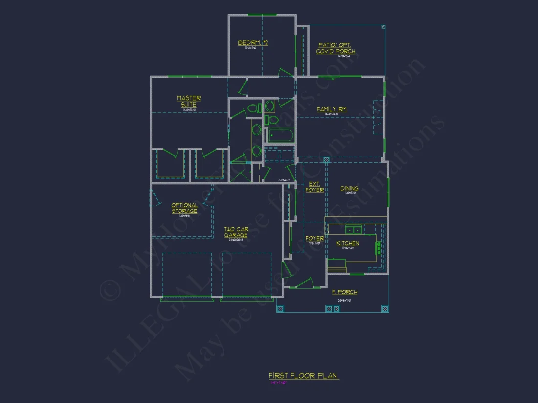 Craftsman house Floor Plan: 3 Bed, 2 Bath, 2 Story Blueprint
