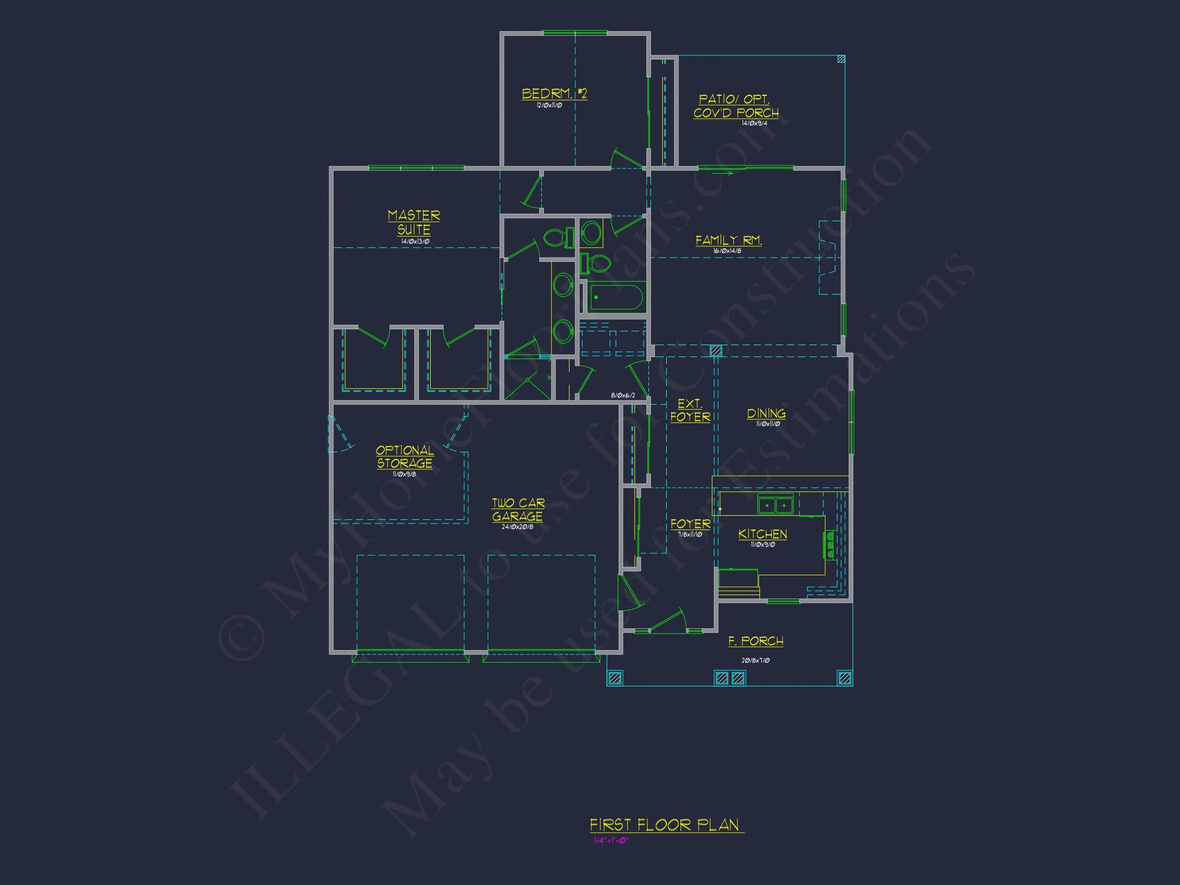 Craftsman house Floor Plan: 3 Bed, 2 Bath, 2 Story Blueprint