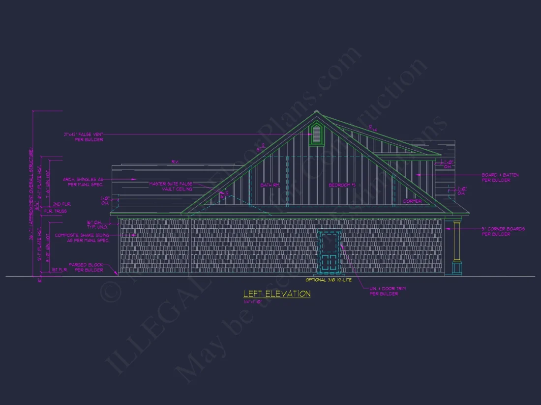 Craftsman house Floor Plan: 3 Bed, 2 Bath, 2 Story Blueprint