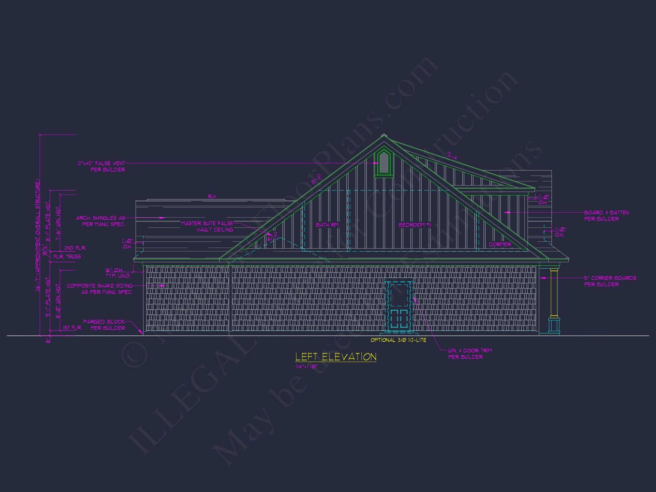 Craftsman house Floor Plan: 3 Bed, 2 Bath, 2 Story Blueprint