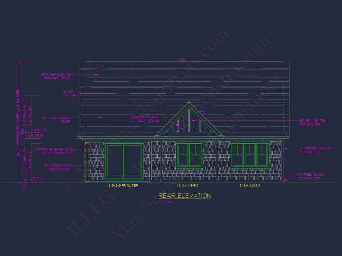 Craftsman house Floor Plan: 3 Bed, 2 Bath, 2 Story Blueprint