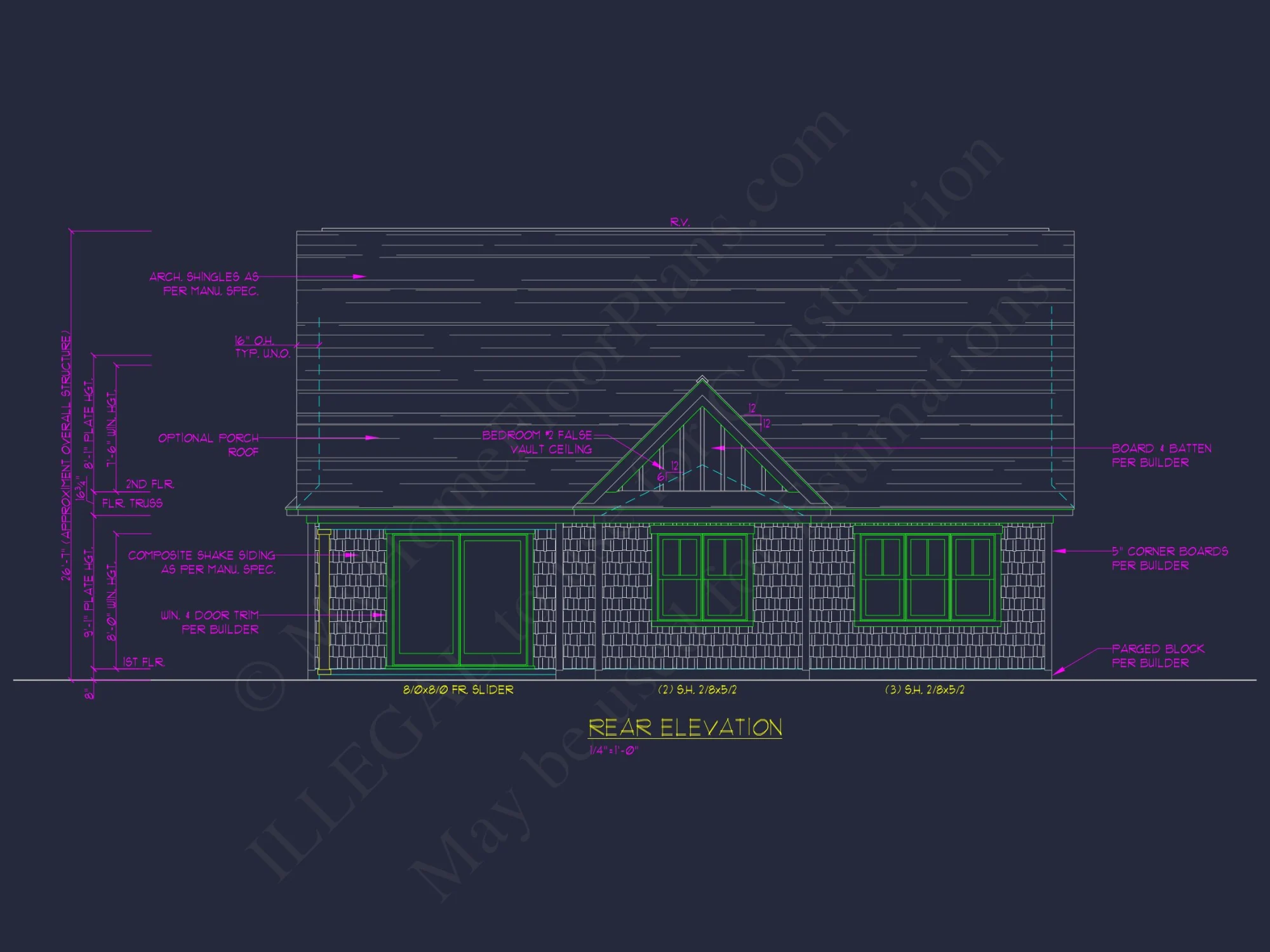 Craftsman house Floor Plan: 3 Bed, 2 Bath, 2 Story Blueprint