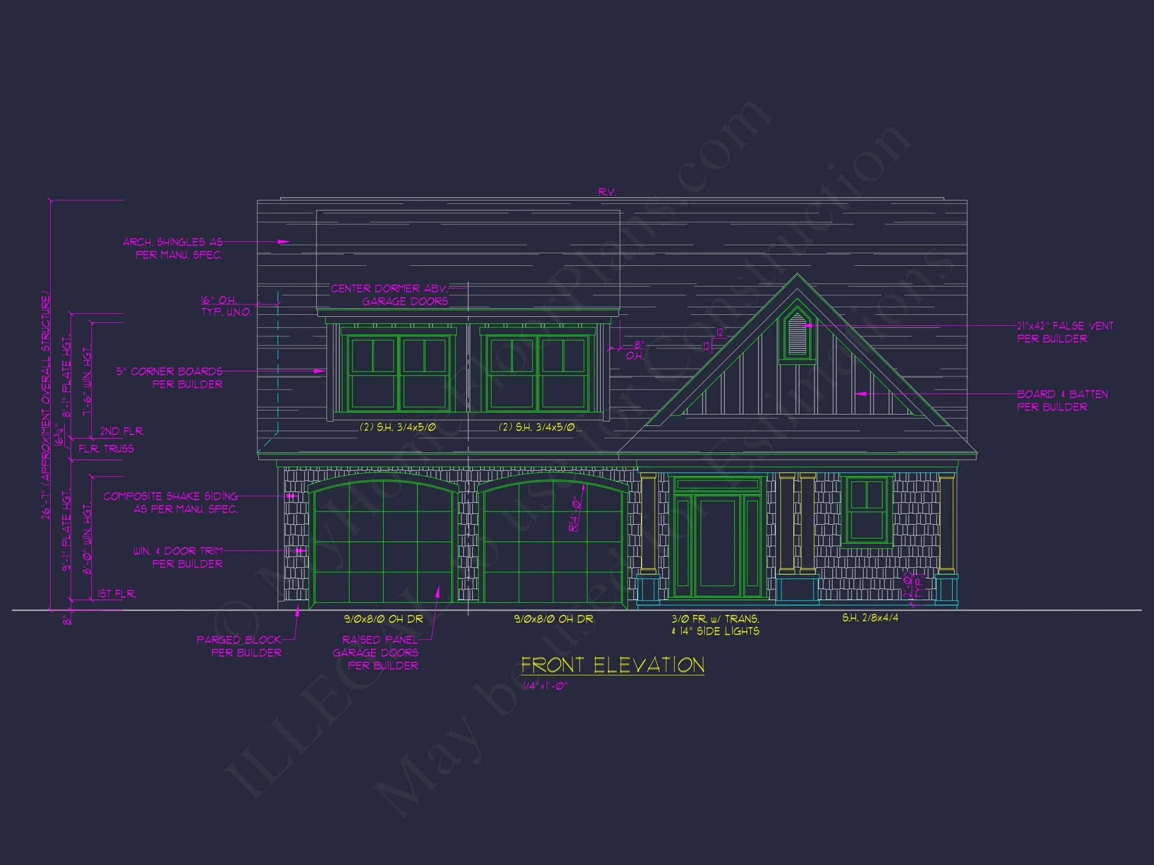 Craftsman house Floor Plan: 3 Bed, 2 Bath, 2 Story Blueprint