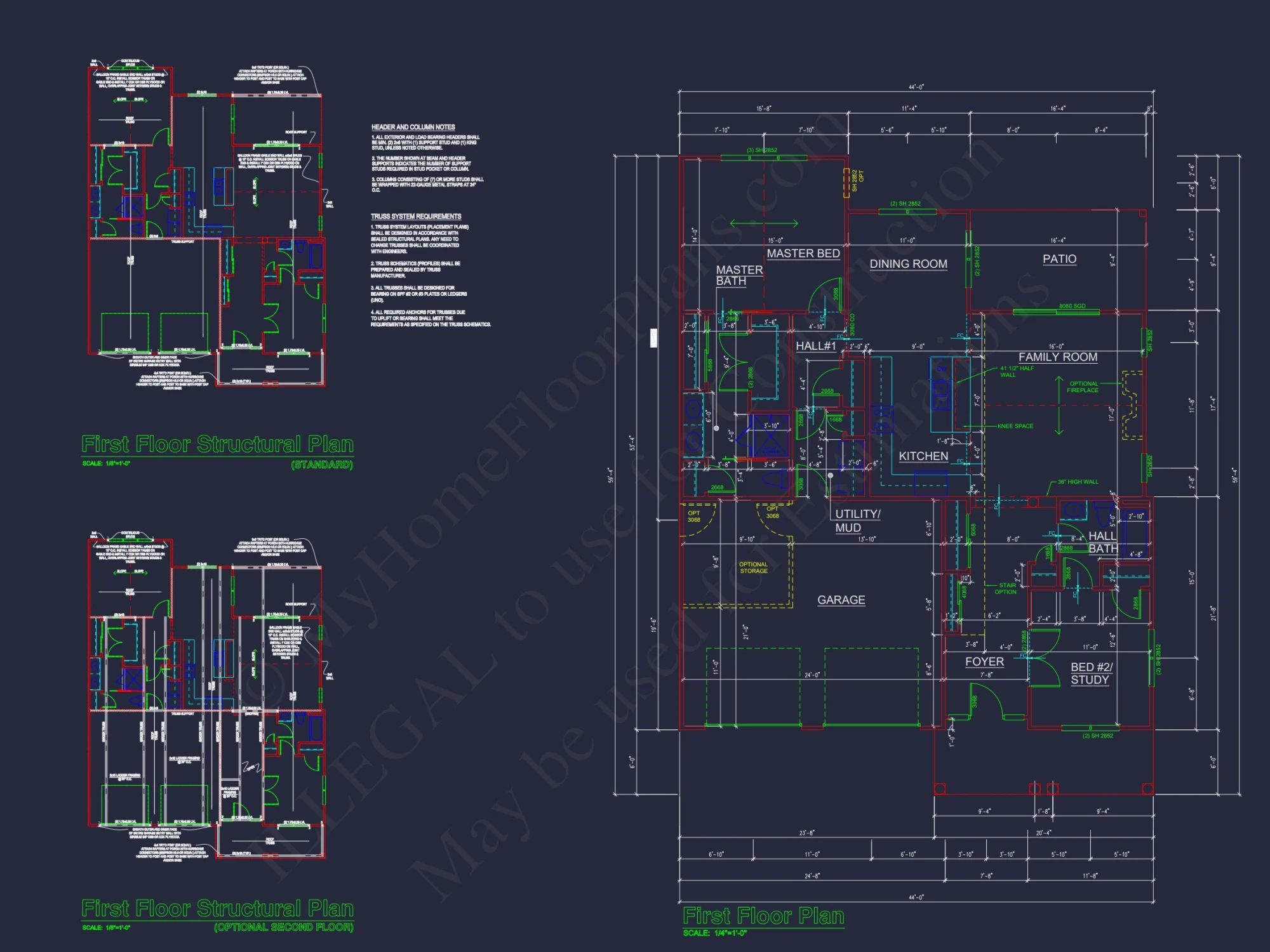 Modern house Blueprint with Floor Plan and CAD Designs