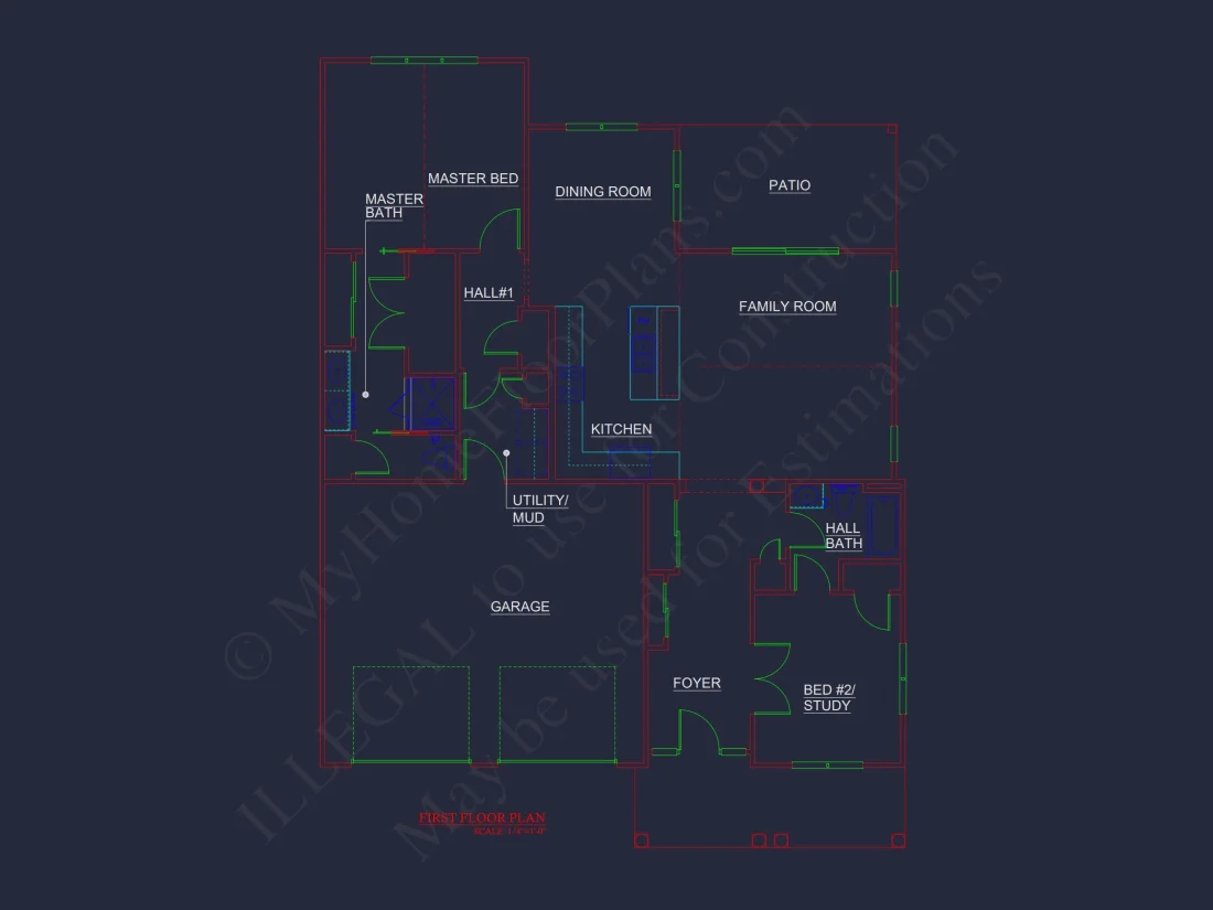 Modern house Blueprint with Floor Plan and CAD Designs