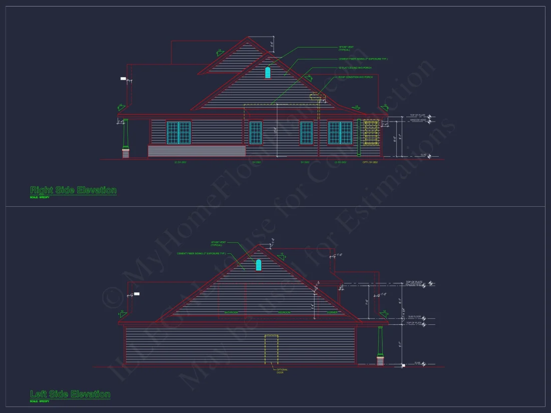 Modern house Blueprint with Floor Plan and CAD Designs