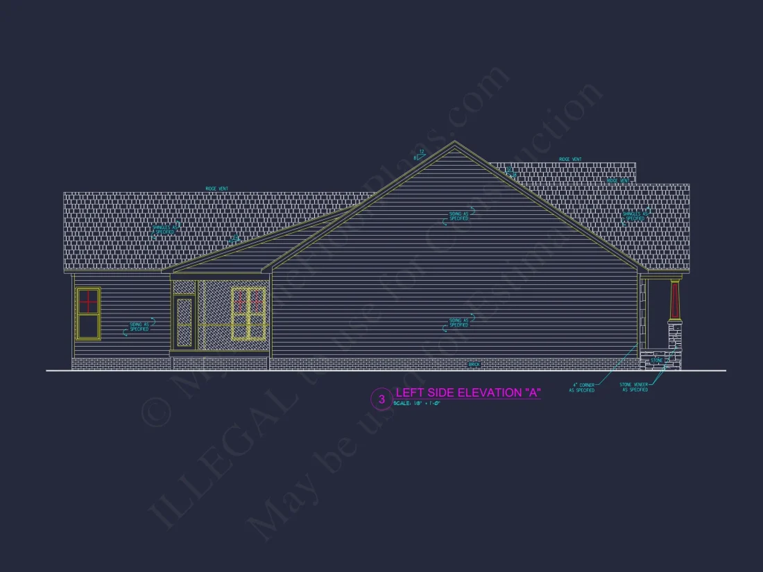 Spacious 3-Bedroom Designs with CAD Blueprints