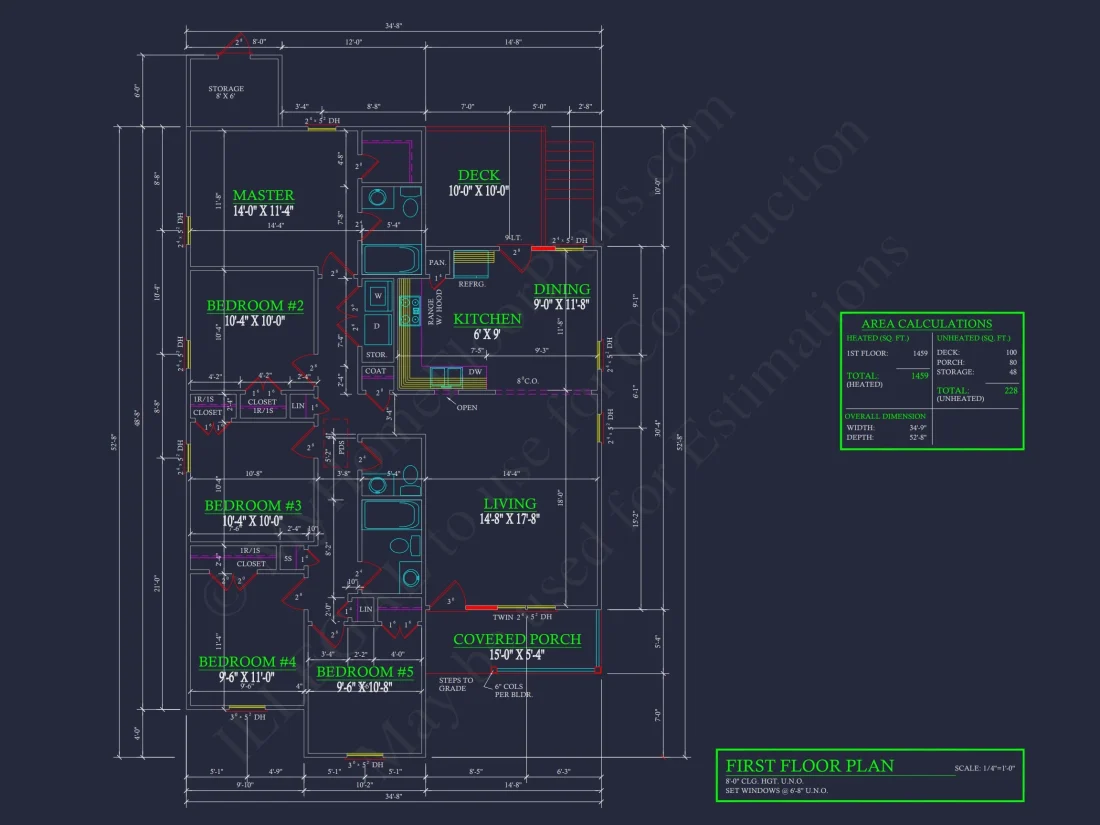 Efficient house Plan with 5 Bedrooms, CAD Designs & Blueprint