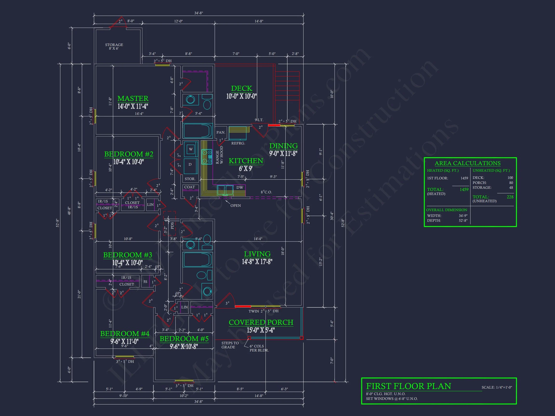 11-2020 HOUSE PLAN - Traditional Ranch Home Plan - 3-Bed, 2-Bath, 1,459 SF 7 Efficient house Plan with 5 Bedrooms, CAD Designs & Blueprint