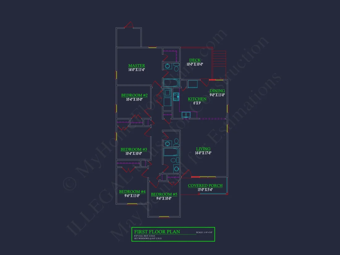 Efficient house Plan with 5 Bedrooms, CAD Designs & Blueprint