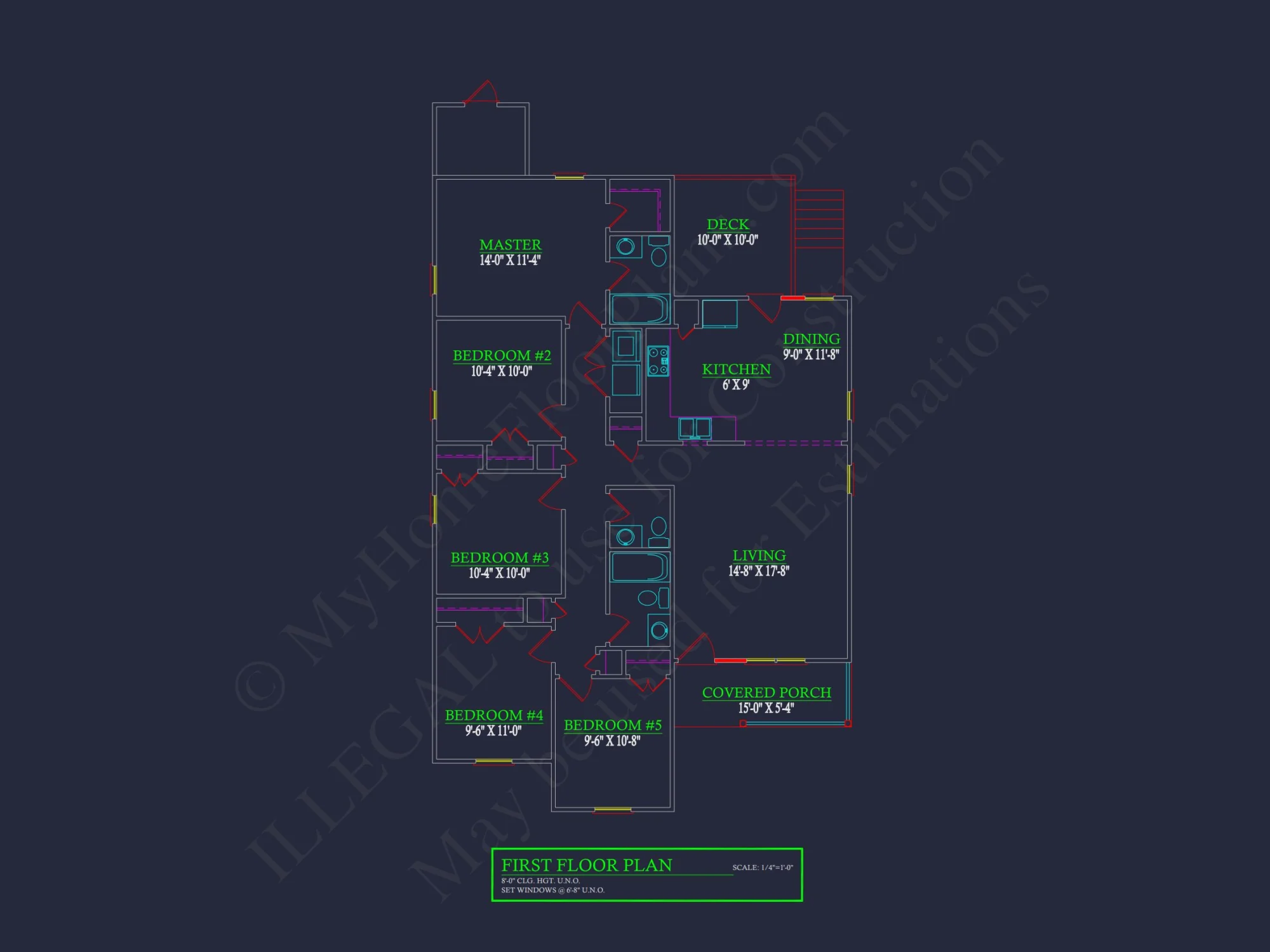 Efficient house Plan with 5 Bedrooms, CAD Designs & Blueprint