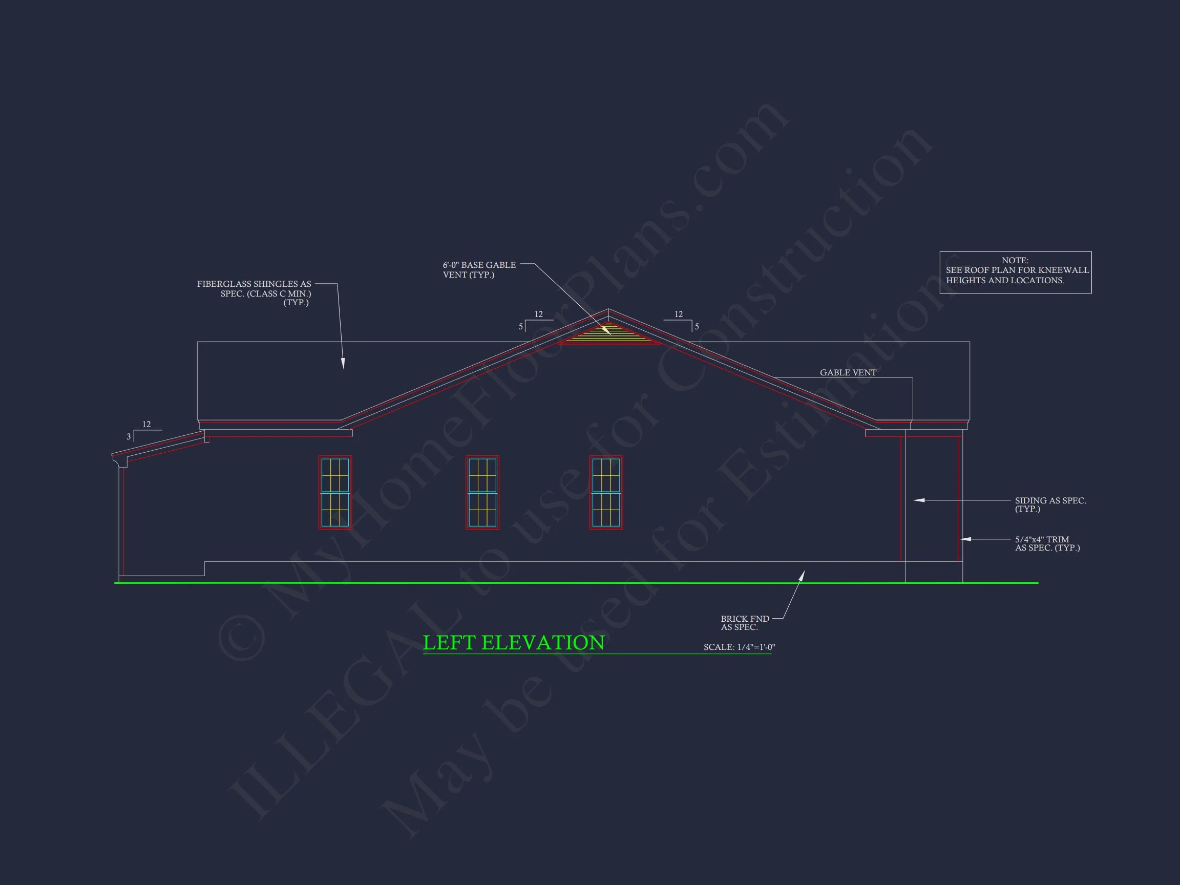11-2020 HOUSE PLAN - Traditional Ranch Home Plan - 3-Bed, 2-Bath, 1,459 SF 4 Efficient house Plan with 5 Bedrooms, CAD Designs & Blueprint