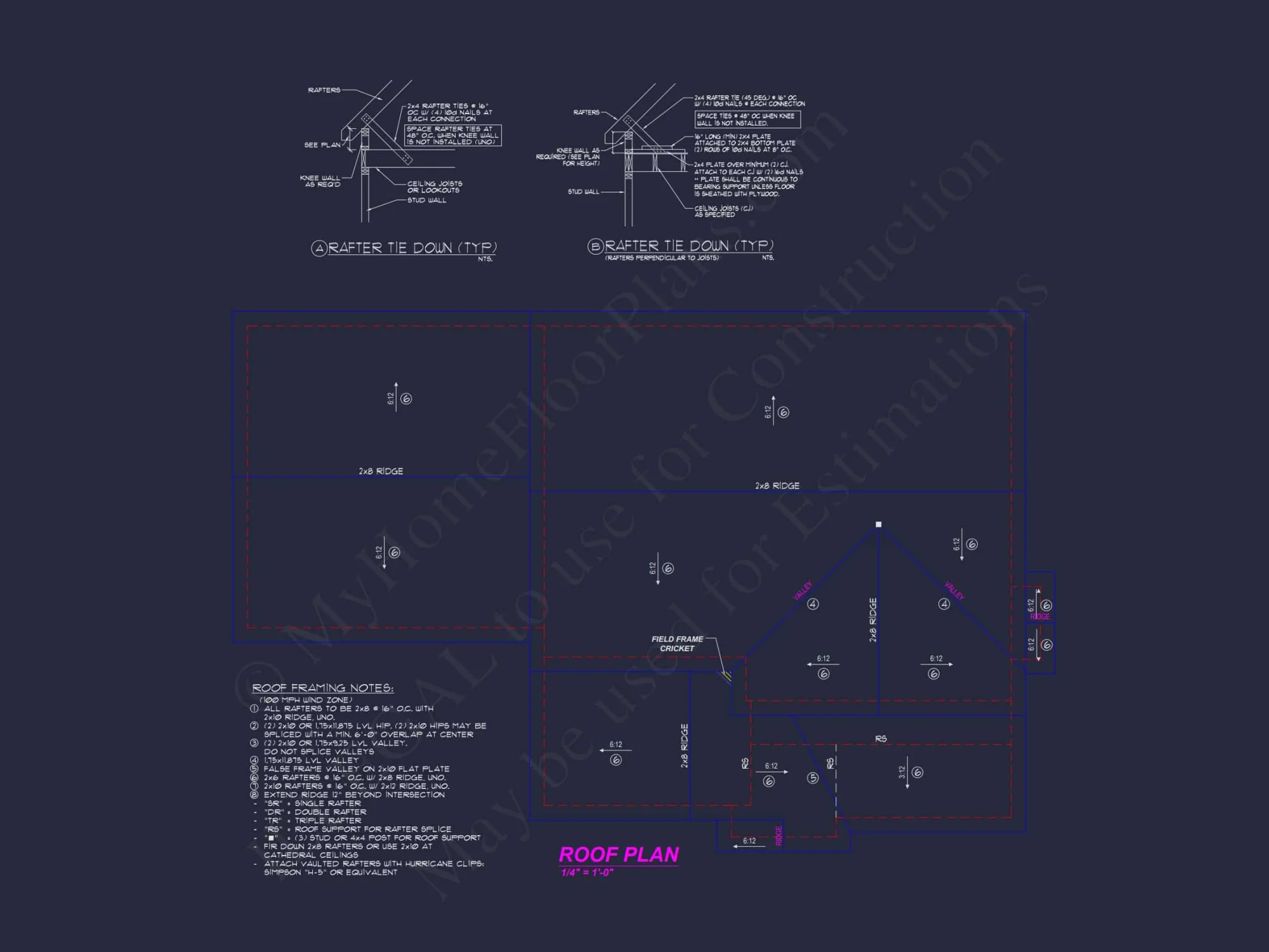 Modern Colonial Revival house Plan with 4 Bedrooms & CAD Blueprint