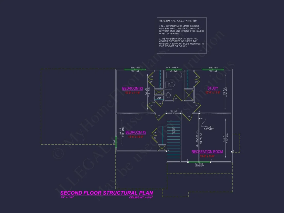 Modern Colonial Revival house Plan with 4 Bedrooms & CAD Blueprint