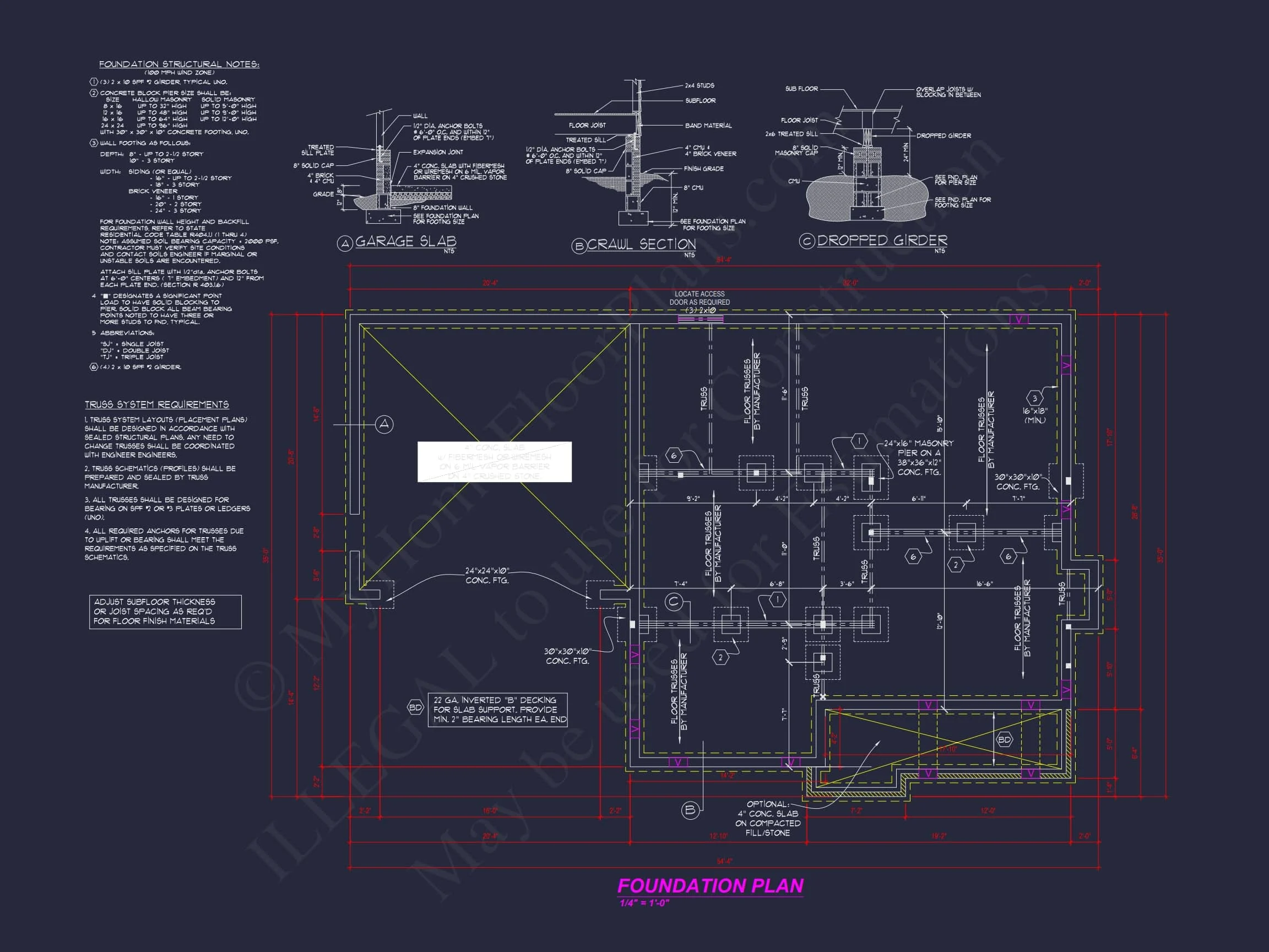 Modern Colonial Revival house Plan with 4 Bedrooms & CAD Blueprint